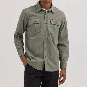 Wrangler Shirt Mens Size 4XL Oliver Heather Green Long Sleeve Western Ranch Work